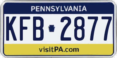 PA license plate KFB2877