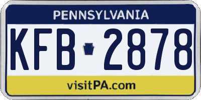PA license plate KFB2878