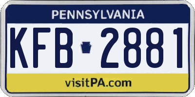 PA license plate KFB2881