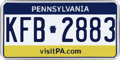 PA license plate KFB2883