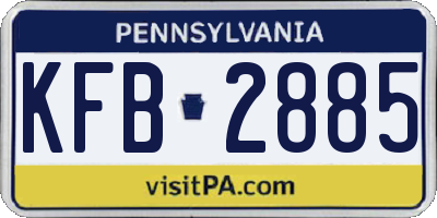 PA license plate KFB2885