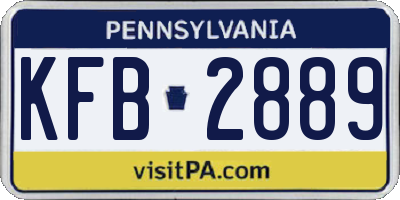PA license plate KFB2889