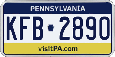 PA license plate KFB2890