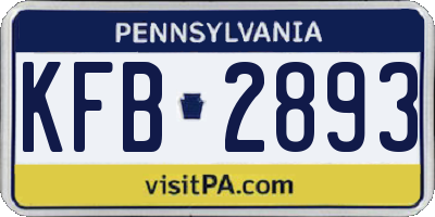 PA license plate KFB2893