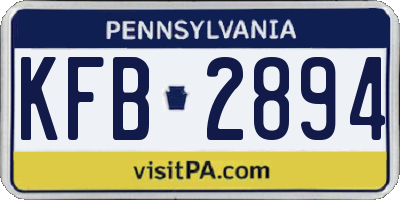 PA license plate KFB2894