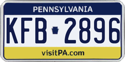 PA license plate KFB2896