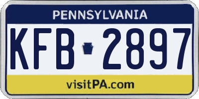 PA license plate KFB2897