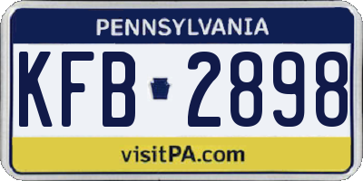 PA license plate KFB2898
