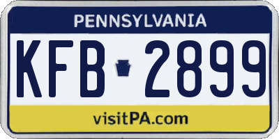 PA license plate KFB2899