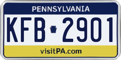 PA license plate KFB2901