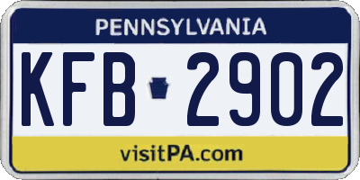 PA license plate KFB2902