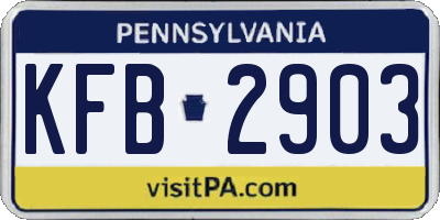 PA license plate KFB2903