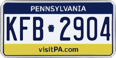 PA license plate KFB2904