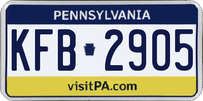 PA license plate KFB2905