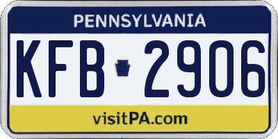 PA license plate KFB2906