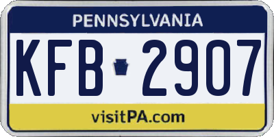 PA license plate KFB2907