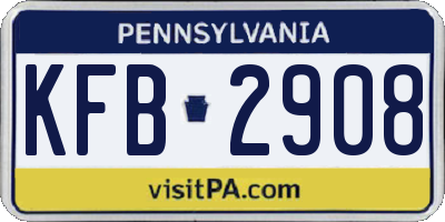 PA license plate KFB2908
