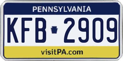 PA license plate KFB2909