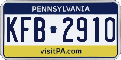 PA license plate KFB2910