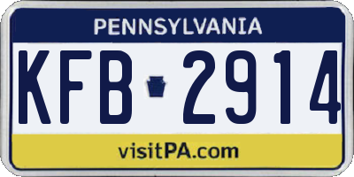 PA license plate KFB2914