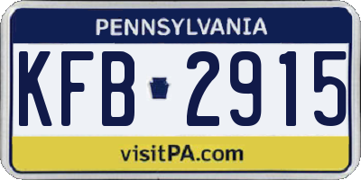 PA license plate KFB2915