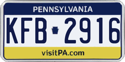 PA license plate KFB2916