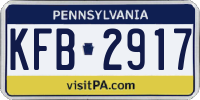 PA license plate KFB2917