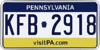 PA license plate KFB2918