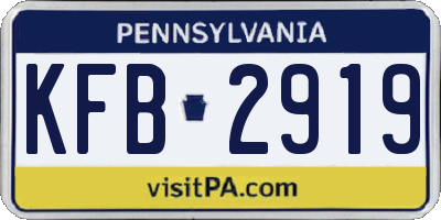 PA license plate KFB2919