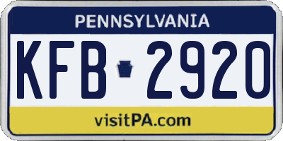 PA license plate KFB2920