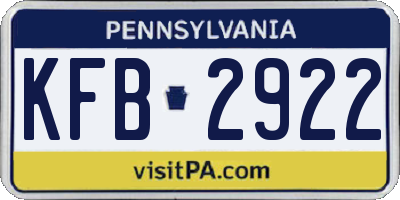 PA license plate KFB2922