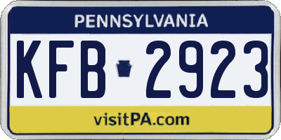 PA license plate KFB2923