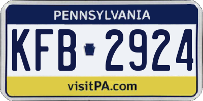 PA license plate KFB2924