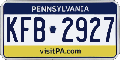 PA license plate KFB2927