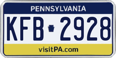PA license plate KFB2928