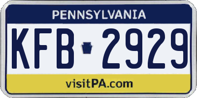PA license plate KFB2929