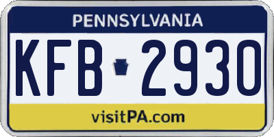 PA license plate KFB2930