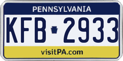 PA license plate KFB2933