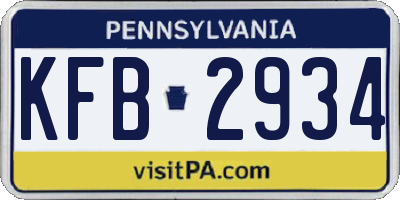 PA license plate KFB2934