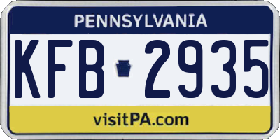 PA license plate KFB2935