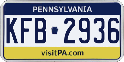 PA license plate KFB2936