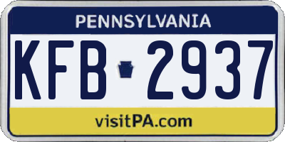 PA license plate KFB2937