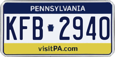 PA license plate KFB2940