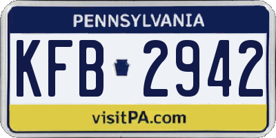 PA license plate KFB2942