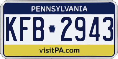 PA license plate KFB2943