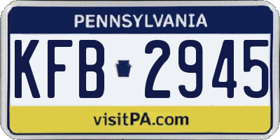 PA license plate KFB2945