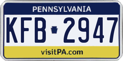 PA license plate KFB2947