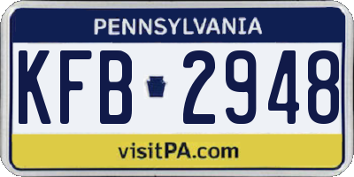 PA license plate KFB2948