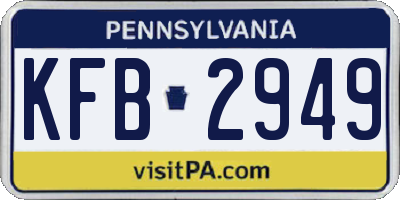 PA license plate KFB2949