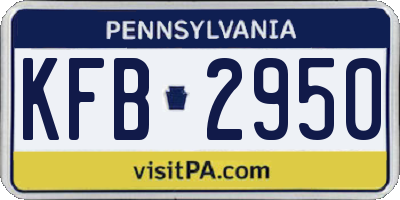 PA license plate KFB2950